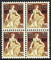 1915  80c On 70c Orange Yellow & Chocolate Surcharged Helvetia, Mi 127, SG 301, Block Of 4, Never Hinged Mint (4 Stamps) - Other & Unclassified