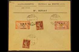 1921  Flown Cover From Halep To Alexandrette Franked 1921 Airmail Set, SG 86/88 Plus 1pi On 20c Brown Lake Sower. For Mo - Syrie