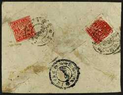 1933 - 60  1t Carmine And 2t Scarlet On Reverse Of Native Cover Tied By Lhasa Cancels; Alongside Phari Arrival Handstamp - Tibet