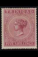 1869  5s Rose Lake, Wmk Crown CC, SG 87, Very Fine Mint. For More Images, Please Visit Http://www.sandafayre.com/itemdet - Trinidad & Tobago (...-1961)