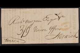 1817 "MISSENT TO BIRMINGHAM"  A Fine Strike In Red On Entire, London To Norwich, London Star Inspectors' Mark, Scarce, F - ...-1840 Prephilately