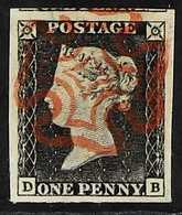 1840  1d Grey-black 'DB' Plate 1a, SG 3, Superb Used With 4 Very Large Margins & Crisp Red MC Cancellation. A Particular - Unclassified