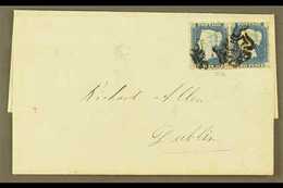 1841  (3 Sept) Letter Sheet From York To Dublin Bearing A PAIR Of 1840 2d Pale Blues 'BK/BL' Plate 1 (SG 6) With 4 Large - Autres & Non Classés