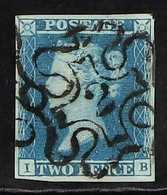 1841  2d Blue Plate 3 With " 2 " IN MALTESE CROSS Cancellation, SG 14f, Very Fine With 4 Margins. Cat £700. For More Ima - Autres & Non Classés