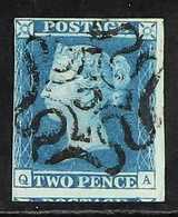 1841  2d Blue Plate 3 With " 5 " IN MALTESE CROSS Cancellation, SG 14f, Fine With 3+ Margins. Cat £850 For More Images,  - Autres & Non Classés