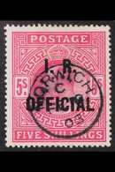 I. R. OFFICIAL  1902 5s Bright Carmine, SG O25, Used With Superb Norwich FEB 10 03 Cds Cancellation. Rare, Cat £10,000.  - Unclassified