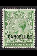 1912-24  ½d Green With Type 24 "CANCELLED" Overprint, SG Spec N14v, Superb Never Hinged Mint. For More Images, Please Vi - Ohne Zuordnung