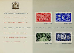 GREAT BRITAIN 1953 Q2 Elizabeth Coronation 2½ 4d 1/3 & 1/6 PRINTER`S PRES. PROOF CRD GB - Errors, Freaks & Oddities (EFOs