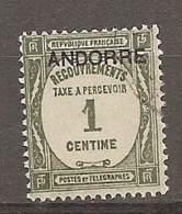 AND -  Yv. TAXE N° 9  (o)  1c Cote  3 Euro  BE  2 Scans - Used Stamps