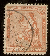 España Edifil 131 (º)  2 Céntimos Naranja  Corona Mural Y Alegoría  1873  NL548 - Gebraucht