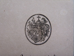Ex-libris Héraldique Illustré - 1813 - BILLIG - Tampon Armorié Sur Une Feuille D'envoi à Madame MUHLSCHLEGEL - Exlibris