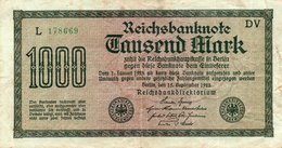 GERMANY-  1000 MARK 1922  P-76h.2   CIRC.   Filigran --Wielecke  --serie L 178669 - 1.000 Mark