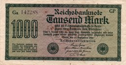 GERMANY-  1000 MARK 1922  P-76d  CIRC.   Filigran -Kreuzblüten  Serie Ga142288 - 1.000 Mark