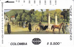 TARJETA DE COLOMBIA DE TELECOM DE $5500 MAESTROS DE LA PINTURA (JUAN CARDENAS) CABALLO-HORSE - Kolumbien