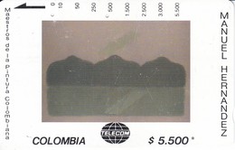 TARJETA DE COLOMBIA DE TELECOM DE $5500 MAESTROS DE LA PINTURA (MANUEL HERNANDEZ) HORIZONTAL SOSTENIDO - Colombie