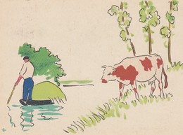 Cpsm  10X15 .EXPO PHILATHELIQUE REGIONALE NIORT  24/05/1947 : Le Marais Poitevin . La Vache - Timbres (représentations)