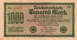 GERMANY-  1000 MARK 1922  P-76b  CIRC.   Filigran -Dornen  Serie Ac 406055 - 1000 Mark