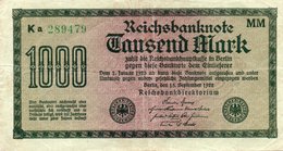 GERMANY-  1000 MARK 1922  P-76h  CIRC.    Filigran - Wielecke - 1000 Mark