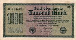 GERMANY-  1000 MARK 1922  P-76a  CIRC.xf+aunc    Filigran -Hakensterne  Serie D 664306 - 1.000 Mark