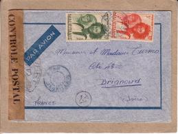 MAURITANIE , ISERE - GUERRE 1939-45 - LETTRE PAR AVION D' ATAR POUR BRIGNOUD , CONTROLE POSTAL + OUVERT , A4 - Cartas & Documentos