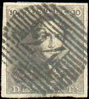 N°1 - Epaulette 10 Centimes Brune, Marges Maxima, Obl. P.24 BRUXELLES Idéalement Apposée. - Luxe  - 15460 - 1849 Epaulettes