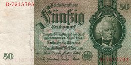 GERMANY- 50 REICHSMARK 1933  P-182a.2  Circ . Xf+ - 50 Reichsmark