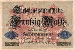 GERMANY- 50 REICHSMARK 1914  P-49bn  Circ .xf+  Serie H 5732230 - 50 Mark