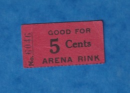 Ticket Ancien à Identifier - USA - Arena Rink - " Good For 5 Cents " - N° 6046 - Unclassified