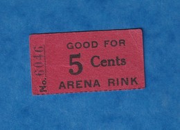 Ticket Ancien à Identifier - USA - Arena Rink - " Good For 5 Cents " - N° 6046 - Unclassified