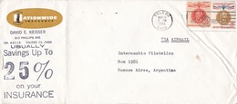 "NATIONWIDE INSURANCE" USA COMMERCIAL COVER, CIRCULATED TOLEDO TO BUENOS AIRES, ARGENTINA IN 1961 -LILHU - Brieven En Documenten