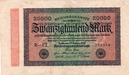 GERMANY- 20000 MARK 1923  P-85a/2  Circ Xf+aunc  SERIE  R-FZ 793556  -Filigrana: Ringe - 20000 Mark