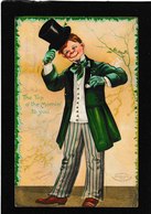 Ellen Clapsaddle Signed - St Pats Day Gentleman "Top O' The Mornin' To You" 1909 - Antique Postcard - Clapsaddle