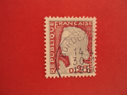 1960  Oblitéré   N° 1263   "MARIANNE DESCARIS, 0.25 "    Net   0.30  Photo   3 "bordeaux" - 1960 Marianne De Decaris