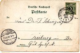 Carte Postale De Stuttgart (4.08.1900) Pour Freiburg - Briefe U. Dokumente