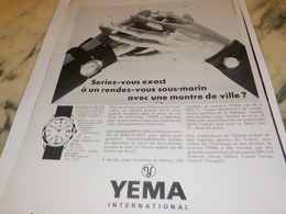 ANCIENNE PUBLICITE RENDEZ VOUS SOUS MARIN  MONTRE  YEMA 1968 - Autres & Non Classés