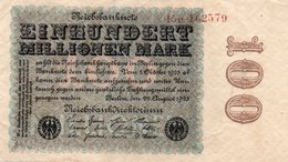 GERMANY-100 MILLIONEN MARK 1923  P-107b2  Circ XF++   UNIFACE - 100 Mio. Mark