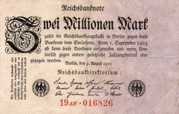 GERMANY-2 MILLIONEN MARK 1923  P-103c  Circ XF  UNIFACE - 2 Millionen Mark