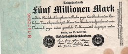 GERMANY-5000000 MARK 1923  P-95  CIRC.  UNIFACE  SERIE B-7472896 - 5 Miljoen Mark