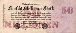 GERMANY - 50 MILLIONEN MARK 1923  -  Wor:P-98.2, Ros:R-97b -  AUNC  UNIFACE  SERIE 26n 141898 - 50 Miljoen Mark