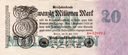 GERMANY-20 MILLIONEN MARK 1923  P-97.2  AUNC  UNIFACE  SERIE - 20 Mio. Mark