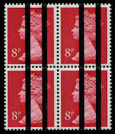 GREAT BRITAIN QII Machine Post Office Training Stamps 2V 8p 4-BLOCK GB - Variétés, Erreurs & Curiosités