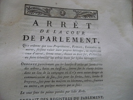 Arrêt De La Cour Du Parlement 09/02/1786 Héritages Bois Bourses Toiles Buissons - Gesetze & Erlasse