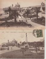 ALPES MARITIMES 2 CPA NICE LES JARDINS VUE PANORAMIQUE ET JARDIN ALBERT 1er LA JETEE PROMENADE ET LE MONUMENT - Lotes Y Colecciones