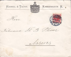 Denmark HASSEL & TEUDT (Gas & Plumbing Company) Brotype Ia KJØBENHAVN K.K.B. 1909 Cover Brief ASSENS (Arr.) (2 Scans) - Briefe U. Dokumente