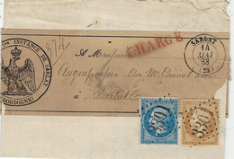 1863- Convocation CHARGE  Du Tribunal De Sarlat ( 24) Pour Sarlat Affr. N° 21 + 22 ( Tarif Du Recc. Local ) - 1849-1876: Klassieke Periode