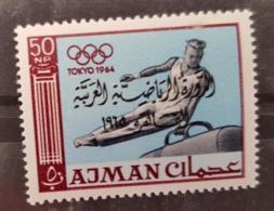 AJMAN Gymnastique, Gimnasia, Cheval D'arçon. PAN ARAB GAMES CAIRO 1965. Légende En Arabe. ** MNH - Gimnasia