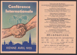 Conference Internationale Vienna Avpril 1955 Sonderkarte  Der DDR Internationale Konferenz Der Werktätigen, Mehrsprachig - Labor Unions