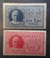 VATICAN POSTE VATICANE VATICANO, 1929 ESPRESSO EXPRES  PAPE PIE XI, ,Yvert 1 & 2 Neufs * MH TB Cote 45 Euros - Eilsendung (Eilpost)