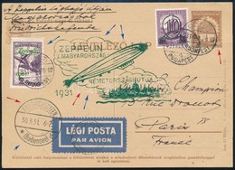 1931 Zeppelin Magyarország- Németországi útja Levelezőlap Budapest - Friedrichshafen - Paris - Sonstige & Ohne Zuordnung