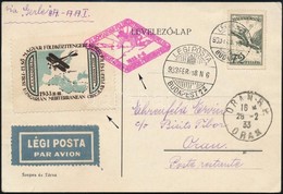 1933 Gerle Földközi Tengeri Körrepülés Levelezőlap / Mediterranean Round Flight Postcard BUDAPEST - ORAN - Sonstige & Ohne Zuordnung